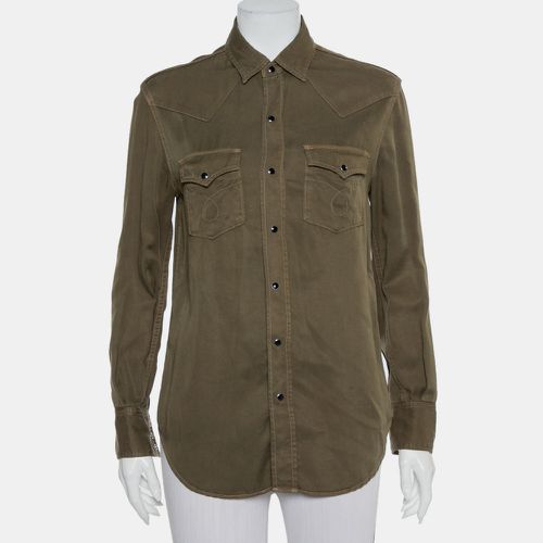 Saint Laurent Paris Military Green Lyocell Button Front Shirt M - Saint Laurent Paris - Modalova