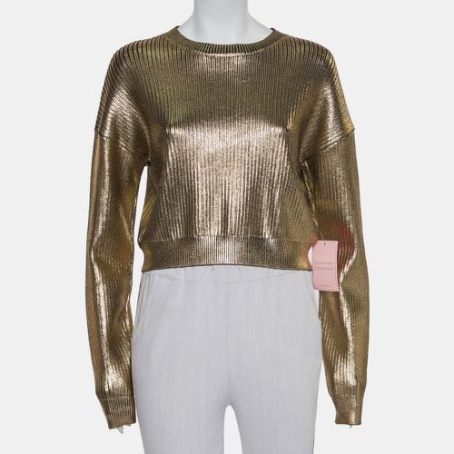 Saint Laurent Paris Gold Rib Knit Sweater S - Saint Laurent Paris - Modalova