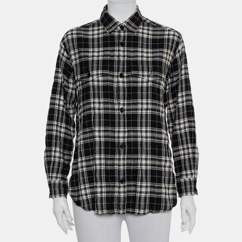 Saint Laurent Paris Black Plaided Flannel Button Front Shirt S - Saint Laurent Paris - Modalova