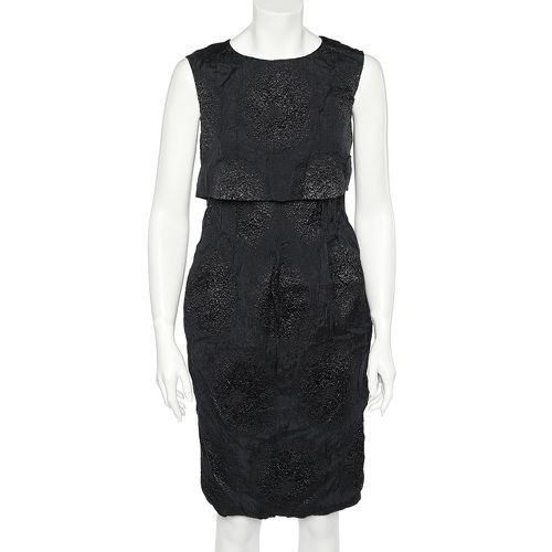 Yves Saint Laurent Black Textured Silk Overlay Detail Sleeveless Midi Dress M - Yves Saint Laurent - Modalova