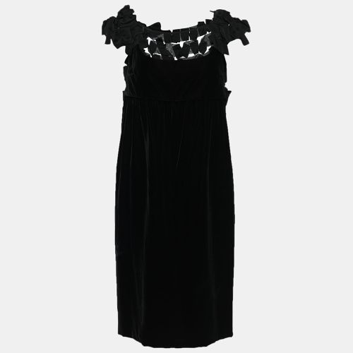 Yves Saint Laurent Black Velvet Bow Applique Midi Dress M - Yves Saint Laurent - Modalova