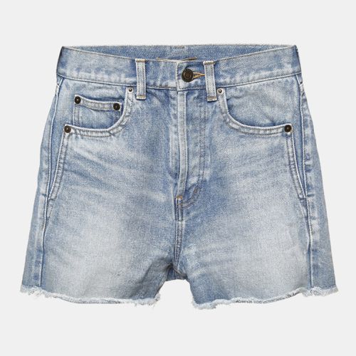 Saint Laurent Light Blue Ripped Denim Shorts S Waist 24" - Saint Laurent Paris - Modalova