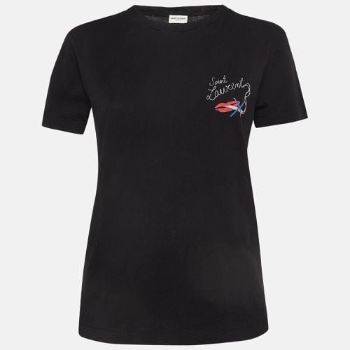 Saint Laurent Black No Smocking Print Cotton T-Shirt XS - Saint Laurent Paris - Modalova