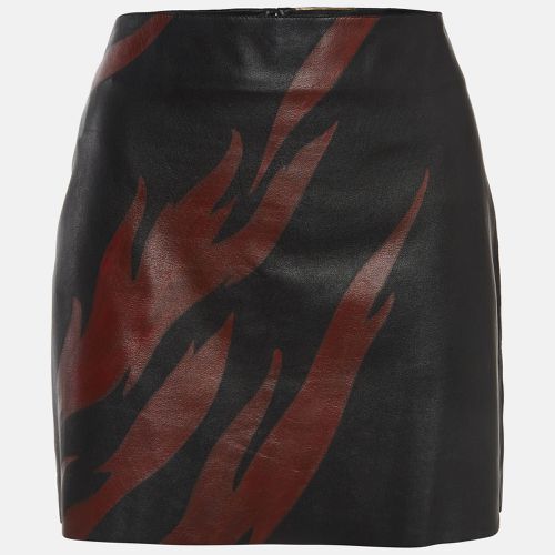 Saint Laurent Paris Black Flame Print Leather Mini Skirt M - Saint Laurent Paris - Modalova