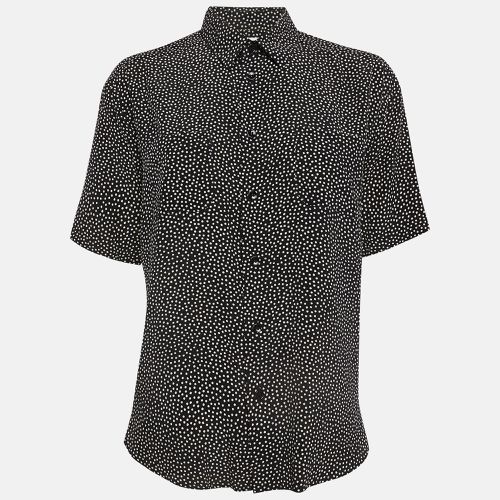 Saint Laurent Paris Black Dotted Print Silk Shirt M - Saint Laurent Paris - Modalova