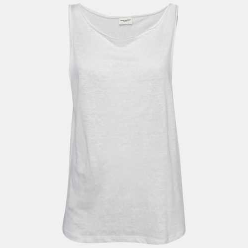 Off Linen Jersey Tank Top S - Saint Laurent Paris - Modalova