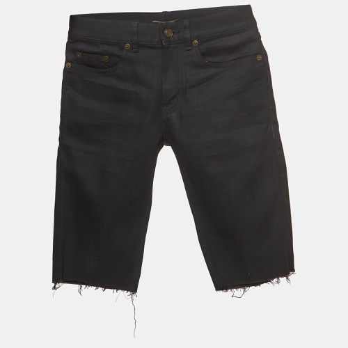 Saint Laurent Paris Black Denim Raw Edge Shorts S Waist 24'' - Saint Laurent Paris - Modalova