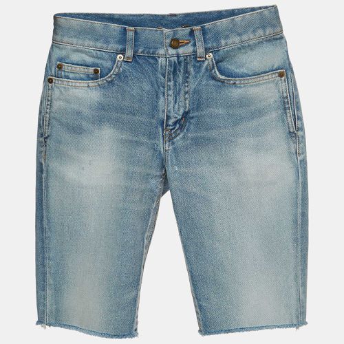 Saint Laurent Paris Blue Distressed Denim Bermuda Shorts S Waist 24'' - Saint Laurent Paris - Modalova