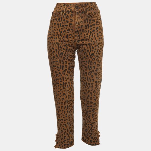 Saint Laurent Brown Leopard Print Ripped Denim Mid-Rise Jeans S Waist 25'' - Saint Laurent Paris - Modalova