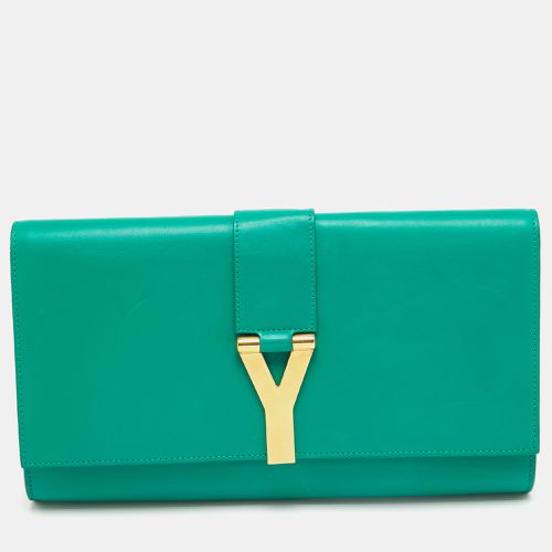 Saint Laurent Green Leather Y-Ligne Clutch - Saint Laurent Paris - Modalova