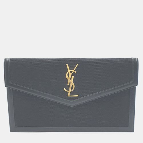 Saint Laurent Paris Black Fabric/Leather Uptown Clutch Bag - Saint Laurent Paris - Modalova