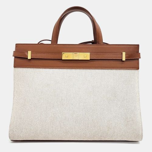 Saint Laurent Paris Beige/Ivory Canvas and Leather Small Manhattan Tote Bag - Saint Laurent Paris - Modalova