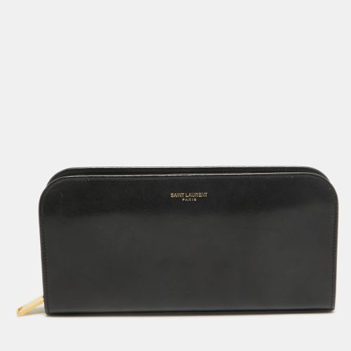 Saint Laurent Black Leather Zip Continental Wallet - Saint Laurent Paris - Modalova