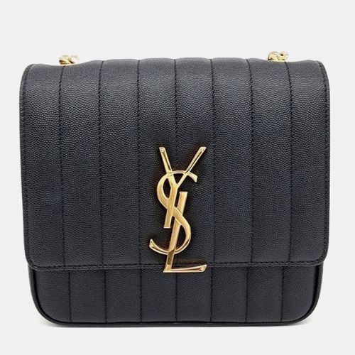 Saint Laurent Black Leather Vicky Crossbody Bag - Saint Laurent Paris - Modalova