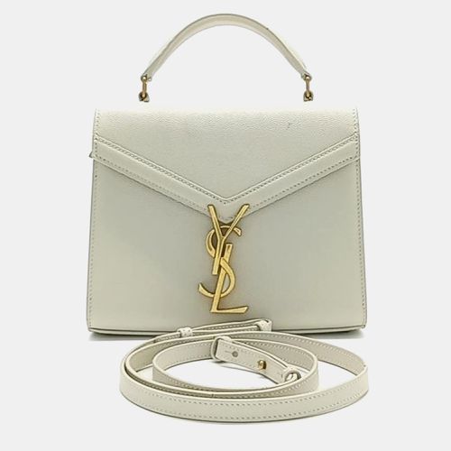 Saint Laurent White Grain de Poudre Mini Classic Monogram Cassandra Top Handle Bag - Saint Laurent Paris - Modalova