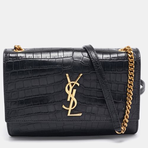 Saint Laurent Black Croc Embossed Leather Sunset Shoulder Bag - Saint Laurent Paris - Modalova