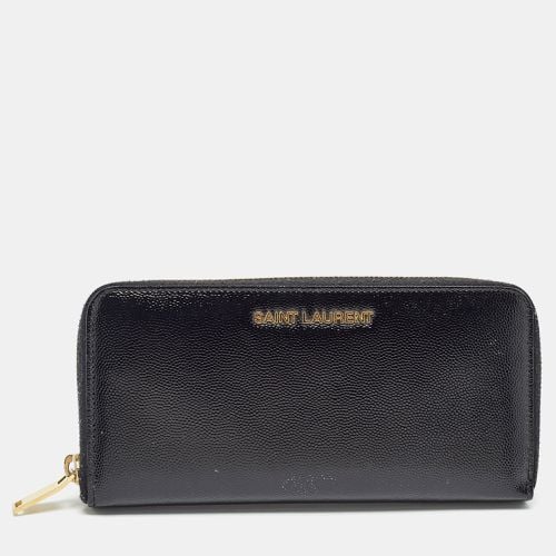 Saint Laurent Black Patent Leather Rive Gauche Zip Continental Wallet - Saint Laurent Paris - Modalova