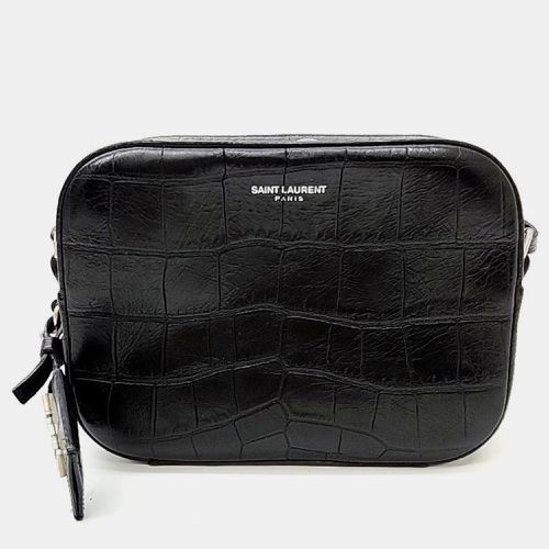 Saint Laurent Black Crocodile Embossed Leather Camera Bag - Saint Laurent Paris - Modalova