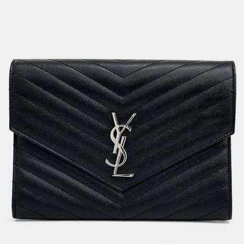 Saint Laurent Leather Monogram Envelope Clutch - Saint Laurent Paris - Modalova