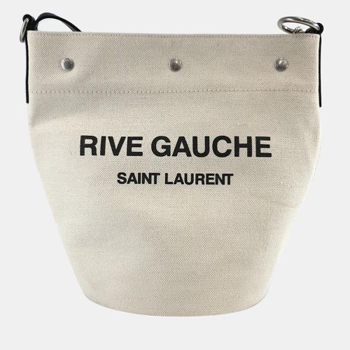 Saint Laurent Neutral Canvas Rive Gauche Bucket Bag - Saint Laurent Paris - Modalova