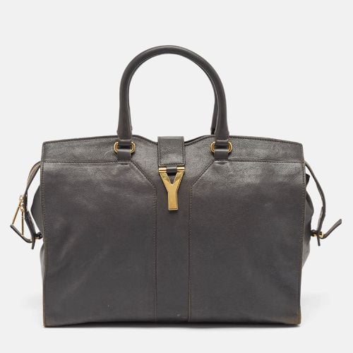 Saint Laurent Dark Grey Leather Large Cabas Chyc Tote - Saint Laurent Paris - Modalova