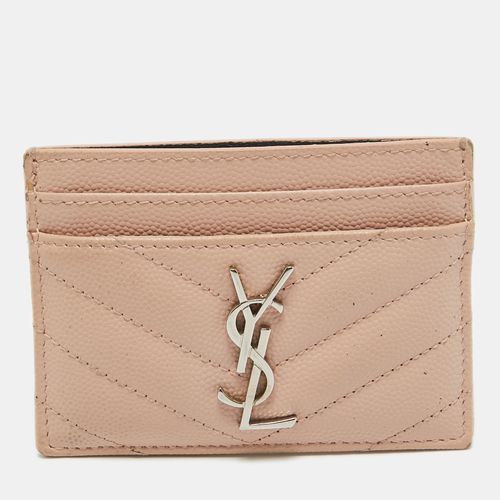 Saint Laurent Pink Matelassé Leather Monogram Card Holder - Saint Laurent Paris - Modalova