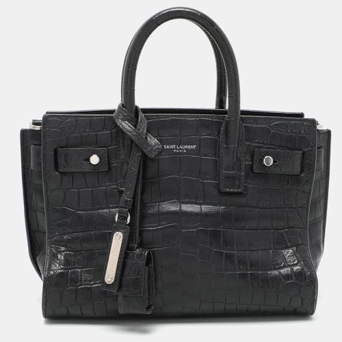 Saint Laurent Black Croc Embossed Leather Nano Classic Sac De Jour Tote - Saint Laurent Paris - Modalova