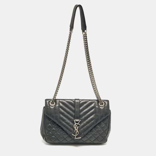 Saint Laurent Black Mixed Quilted Leather Small Envelope Shoulder Bag - Saint Laurent Paris - Modalova