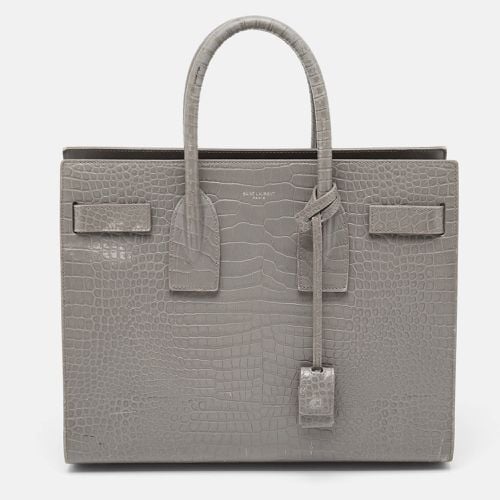 Saint Laurent Grey Croc Embossed Leather Small Classic Sac De Jour Tote - Saint Laurent Paris - Modalova