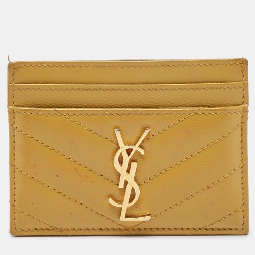 Saint Laurent Yellow Matelassé Leather Cassandre Card Holder - Saint Laurent Paris - Modalova