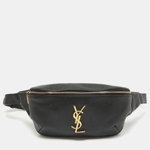 Saint Laurent Black Leather Cassandre Belt Bag - Saint Laurent Paris - Modalova