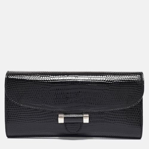 Saint Laurent Black Lizard Embossed Patent Leather Muse Clutch - Saint Laurent Paris - Modalova