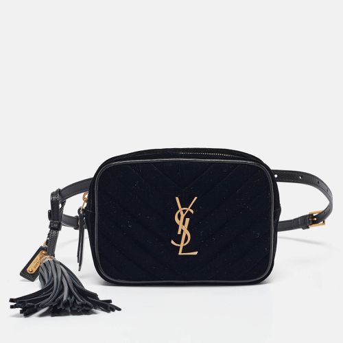 Saint Laurent Black Matelasse Velvet Lou Belt Bag - Saint Laurent Paris - Modalova