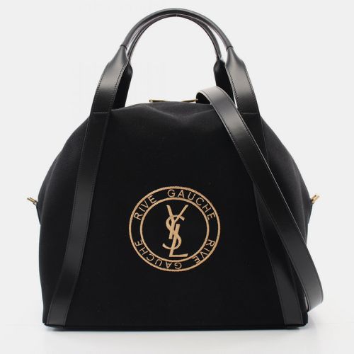 Saint Laurent Rive Gauche Canvas Leather Black Tote Bag - Saint Laurent Paris - Modalova