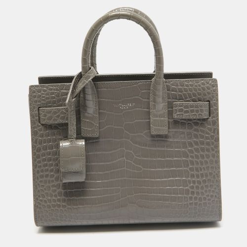 Saint Laurent Grey Croc Embossed Leather Nano Classic Sac De Jour Tote - Saint Laurent Paris - Modalova