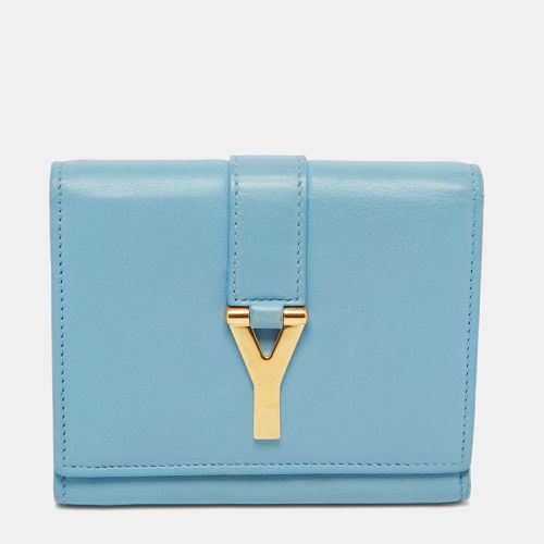 Saint Laurent Blue Leather Chyc Compact Wallet - Saint Laurent Paris - Modalova