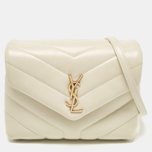 Saint Laurent Off White Matelassé Leather Toy Loulou Crossbody Bag - Saint Laurent Paris - Modalova