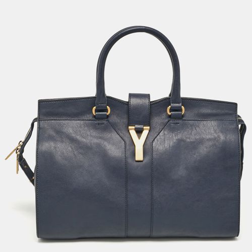 Saint Laurent Navy Blue Leather Medium Cabas Chyc Tote - Saint Laurent Paris - Modalova