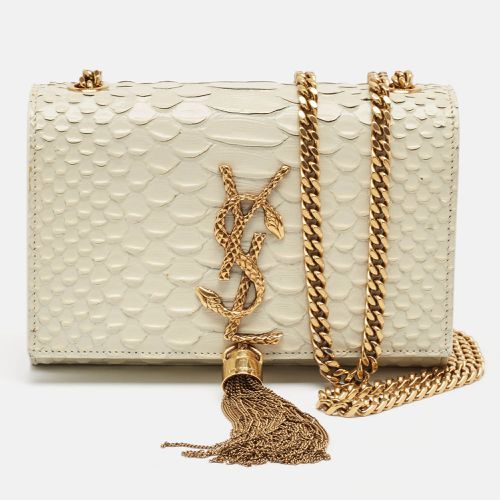 Saint Laurent Off White Python Embossed Leather Small Kate Tassel Crossbody Bag - Saint Laurent Paris - Modalova