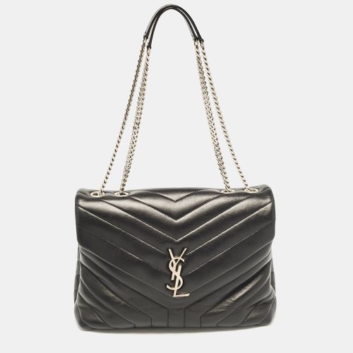 Saint Laurent Black Matelassé Leather Medium Loulou Shoulder Bag - Saint Laurent Paris - Modalova