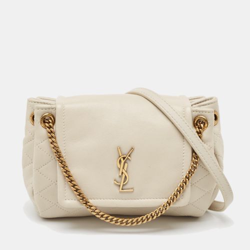 Saint Laurent Off White Quilted Leather Mini Nolita Shoulder Bag - Saint Laurent Paris - Modalova