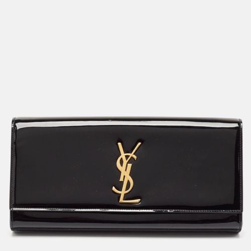 Saint Laurent Black Patent Leather Cassandre Clutch - Saint Laurent Paris - Modalova