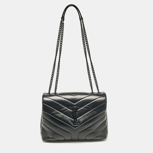 Saint Laurent Black Chevron Leather Small Loulou Shoulder Bag - Saint Laurent Paris - Modalova