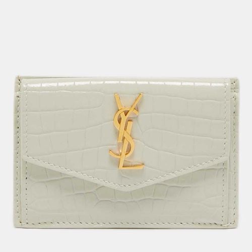 Saint Laurent Off Croc Embossed Leather Uptown Flap Card Holder - Saint Laurent Paris - Modalova