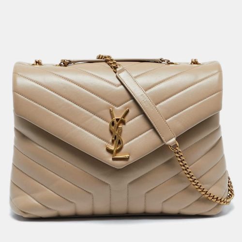 Saint Laurent Beige Matelassé Leather Medium LouLou Shoulder Bag - Saint Laurent Paris - Modalova