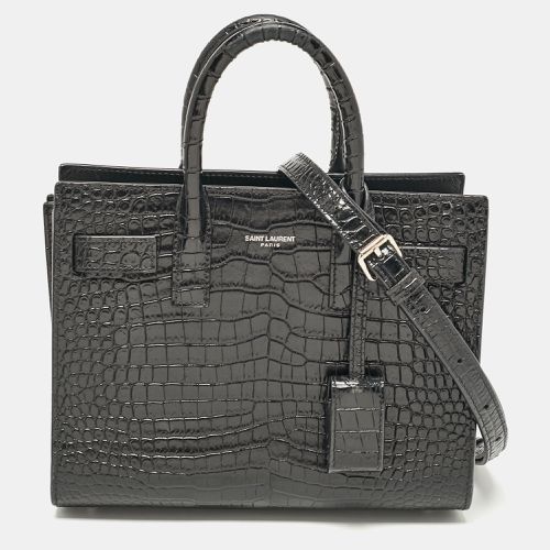 Saint Laurent Black Croc Embossed Leather Nano Classic Sac De Jour Tote - Saint Laurent Paris - Modalova