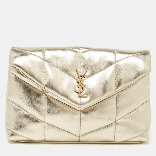 Saint Laurent Gold Quilted Leather Puffer Pouch - Saint Laurent Paris - Modalova