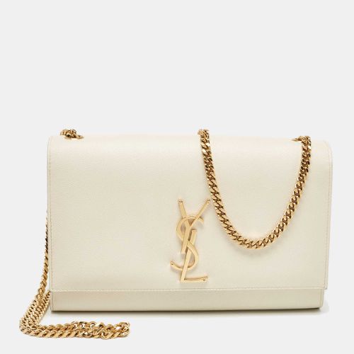 Saint Laurent Off White Leather Medium Kate Shoulder Bag - Saint Laurent Paris - Modalova