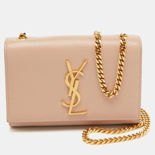 Saint Laurent Poudre Beige Grain Leather Small Kate Shoulder Bag - Saint Laurent Paris - Modalova