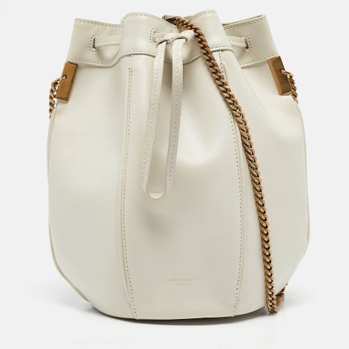 Saint Laurent Off White Leather Small Talitha Bucket Bag - Saint Laurent Paris - Modalova